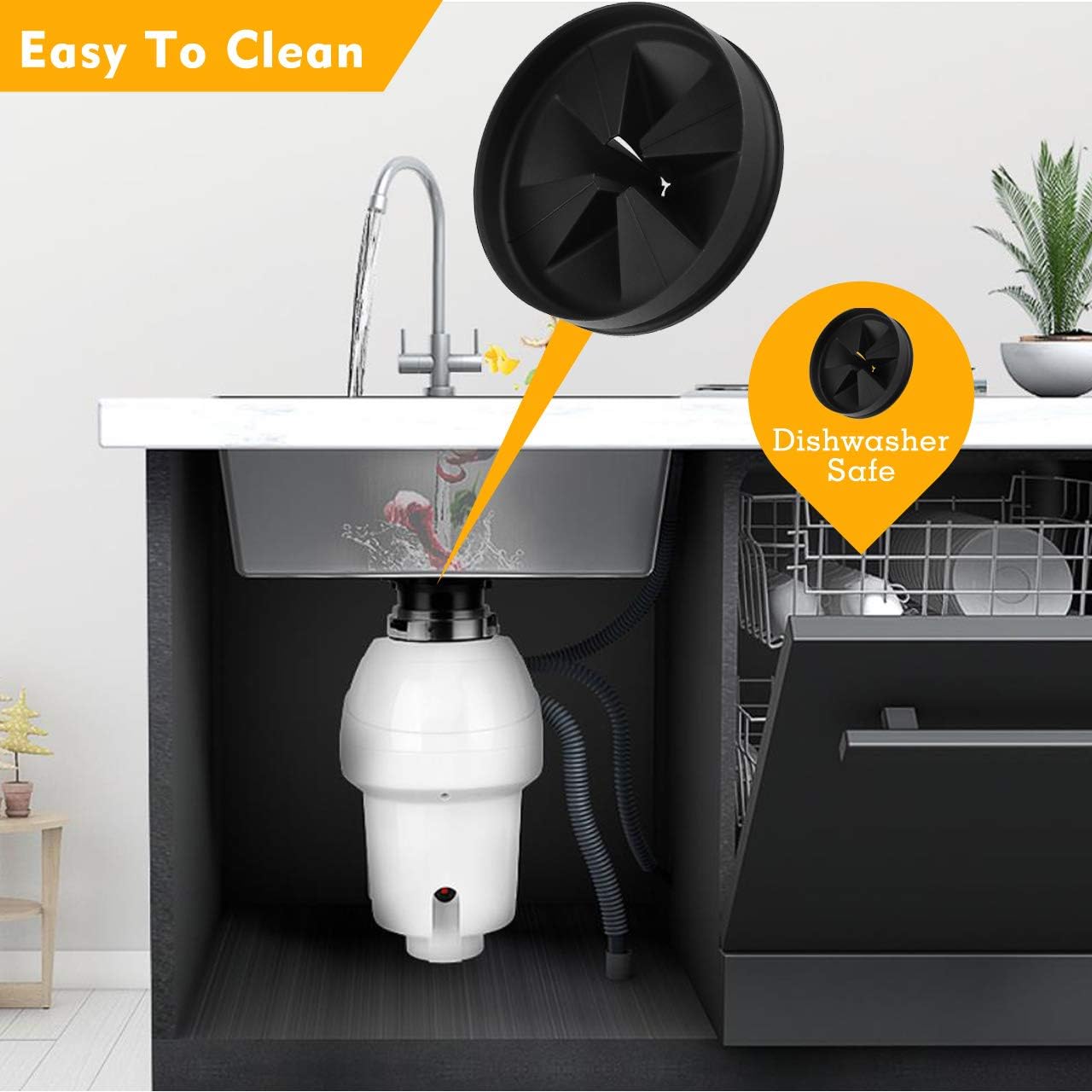 Sink Baffle, Replacement for Evolution, Garbage Disposal Splash Guards, Quite Collar, Drain Plugs, Disposer Accessories for Whirlaway, Waste King