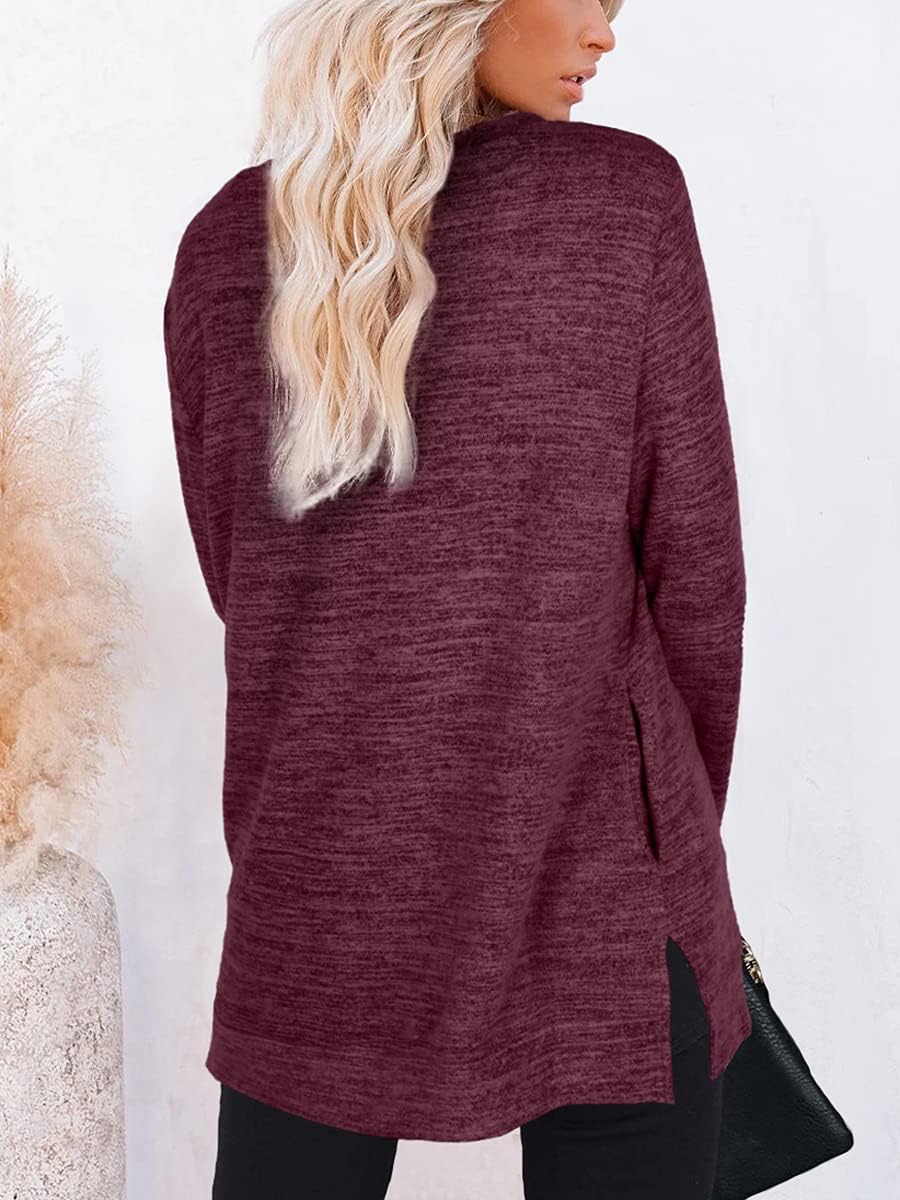XIEERDUO Womens Casual Sweatshirts Long Sleeve Shirts Oversized With Pocket Tunic Tops S-3XL