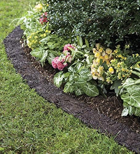 Permanent Mulch Recycled Rubber Border - 10 Feet Long x 4.5 Inches Wide | Weed Deterrent | Easy Install | Scatter-Proof | Landscaping | Paths