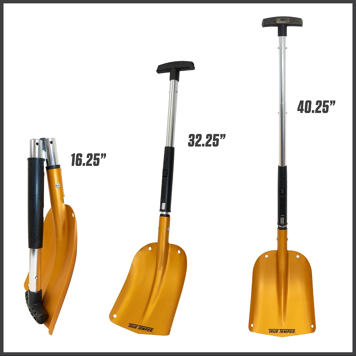 True Temper 3-in-1 Emergency Shovel for Car or Truck, Foldable with Ice Scraper, Ice Brush, Compact Storage for Vehicle or Hiking, Use in Snow, Dirt