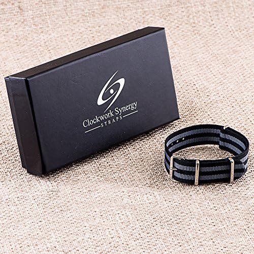 Clockwork Synergy® Classic Nylon Ballistic watch straps bands (24mm, Black/Grey)
