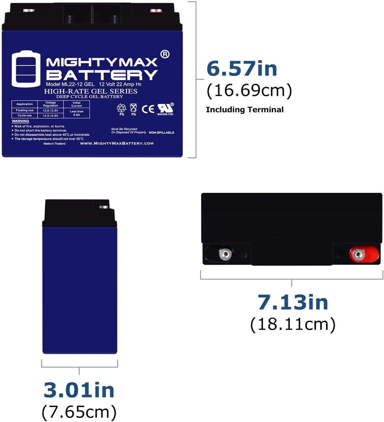 Mighty Max Battery 12V 22AH GEL Battery Replacement for GE Security 60-781 - 4 Pack