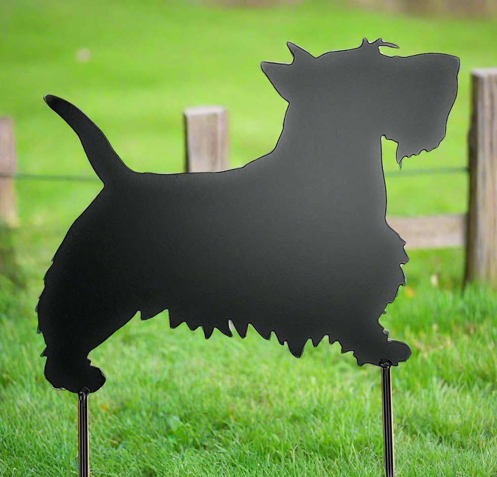 Scottish terrier scotty dog metal art yard stake powder coated black