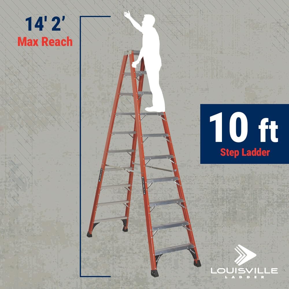 Louisville Ladder 14-Foot Fiberglass Twin Front Step Ladder, 375-Pound Load Capacity, Type IAA, FM1414HD