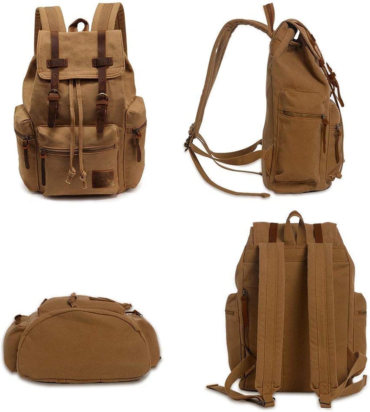 AUGUR High Capacity Canvas Vintage Backpack - for School College Hiking Travel 12-17" Laptop