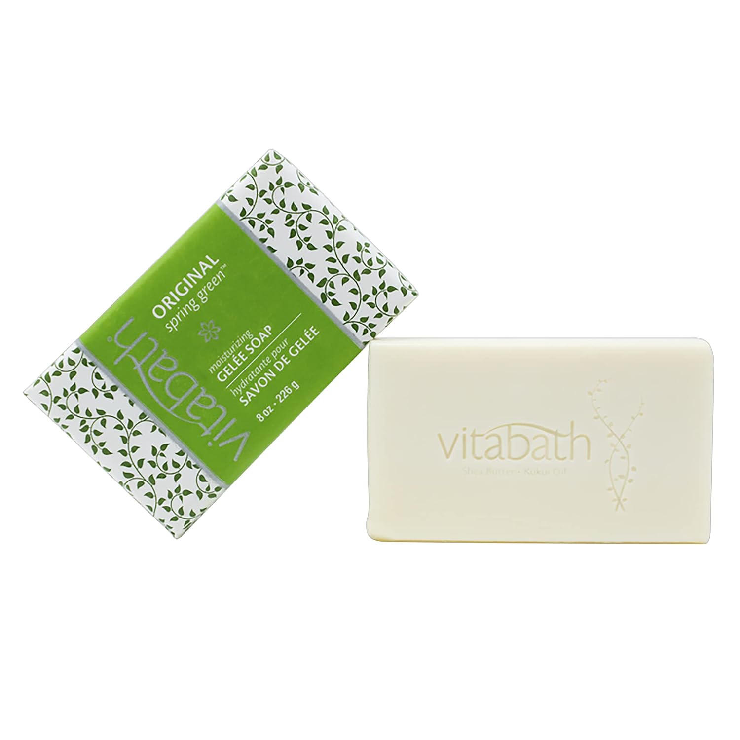 Vitabath Original Spring Green Moisturizing Gelee Bar Soap All Over Gentle Foaming Cleanser & Hydrating Solid Body Wash - Nourish & Rejuvenate All