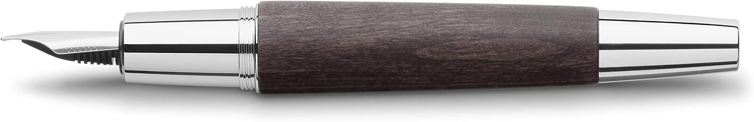 Faber-Castell e-motion Fountain Pen, Wood and Chrome Brown - Fine