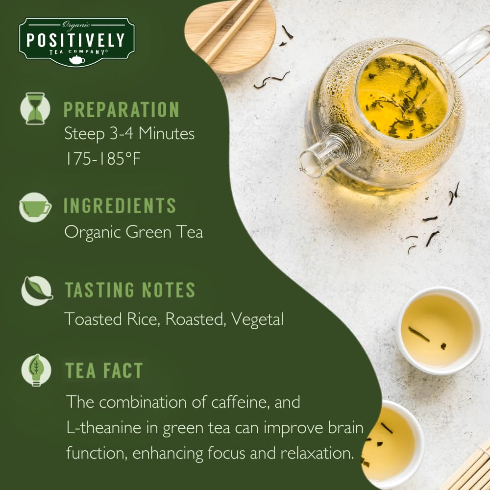 Organic Positively Tea Company, Pinhead Gunpowder Green Tea, Loose Leaf, 16 Ounce