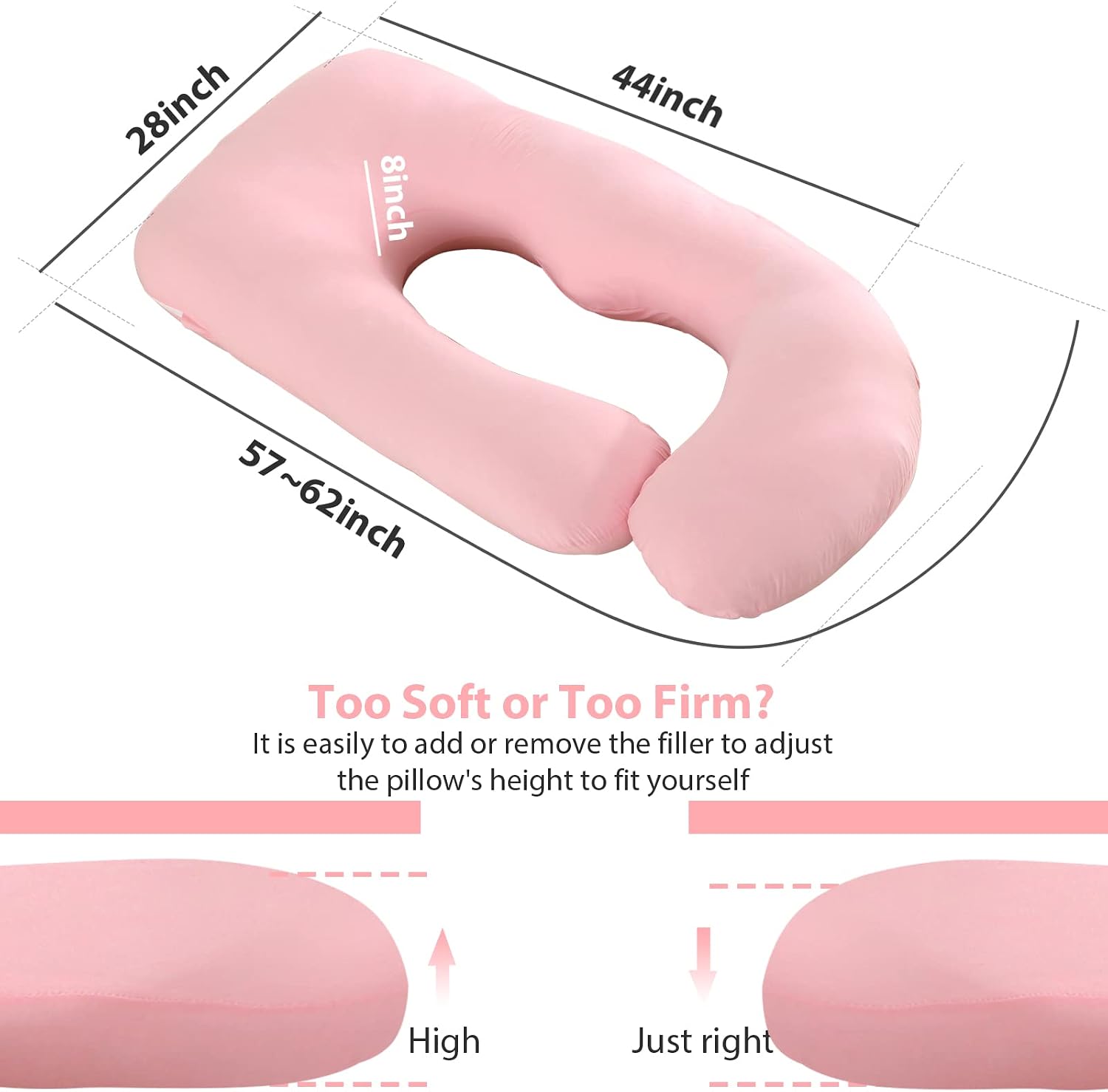 Victostar Pregnancy Pillow,57 inches U Shaped Maternity Pillow with Removable Cover Full Body Pillow Support for Back, HIPS, Legs, Belly (Dark Gray)