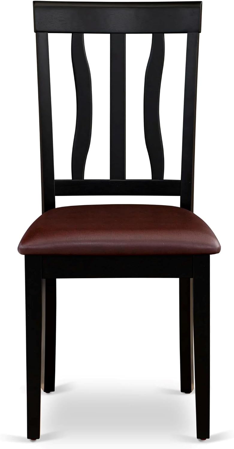 East West Furniture ANC-WHI-W Antique Dining Room Chairs - Slat Back Solid Wood Seat Chairs, Set of 2, Buttermilk & Cherry
