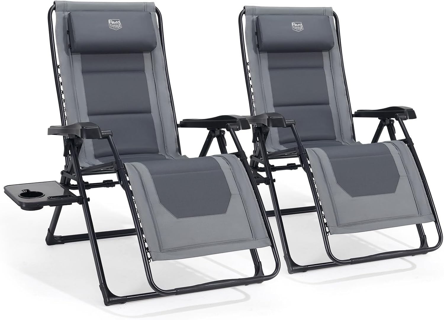 TIMBER RIDGE Zero Gravity polyester Chair Oversized Recliner 350lbs Capacity Patio Lounge Chair Padded Lawn Chair with Headrest XXL for Outdoor