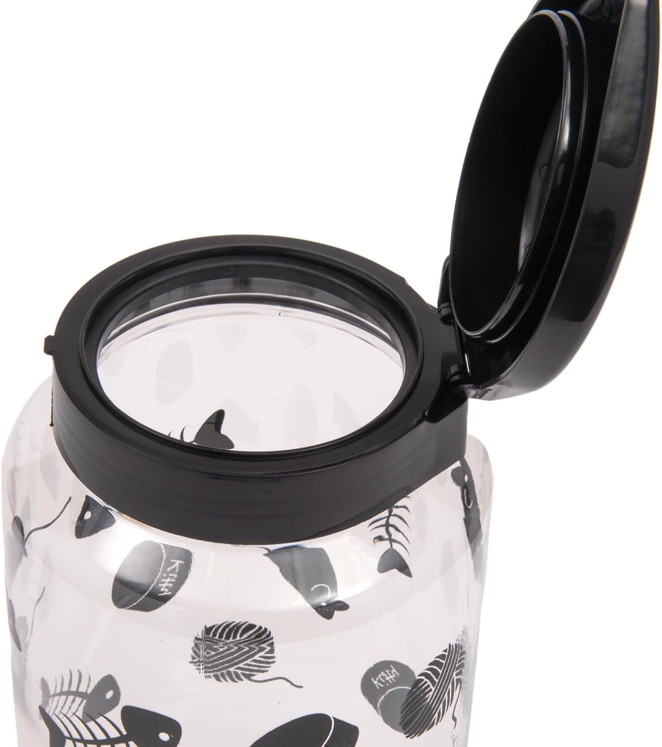 Lixit® Dog Treat Plastic Jar - Airtight Food and Treat Storage Jars for Dogs, Cats, Small Animals and Birds - Made in USA (Paw Prints - Gray, 64 Ounce)