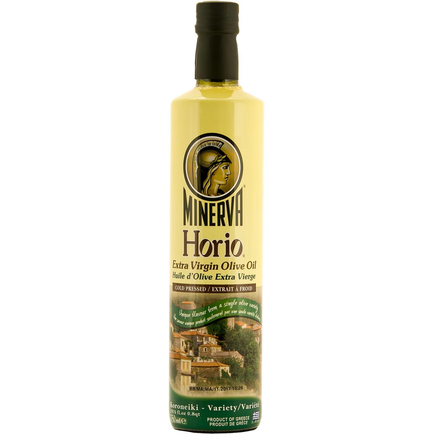Extra Virgin Olive Oil - Horio, 750ml Glass | #1 Greek olive oil. First cold pressed from 100% Koroneiki olives grown in Greece. Single variety. Rich