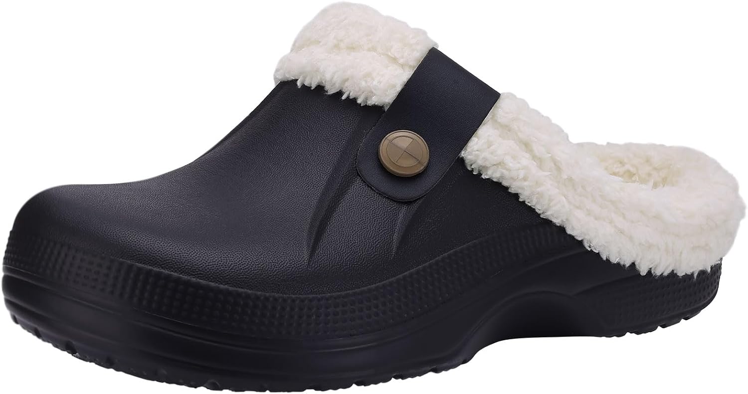 Beslip Fur Lined Clogs for Women & Men Fuzzy Slippers with Memory Foam