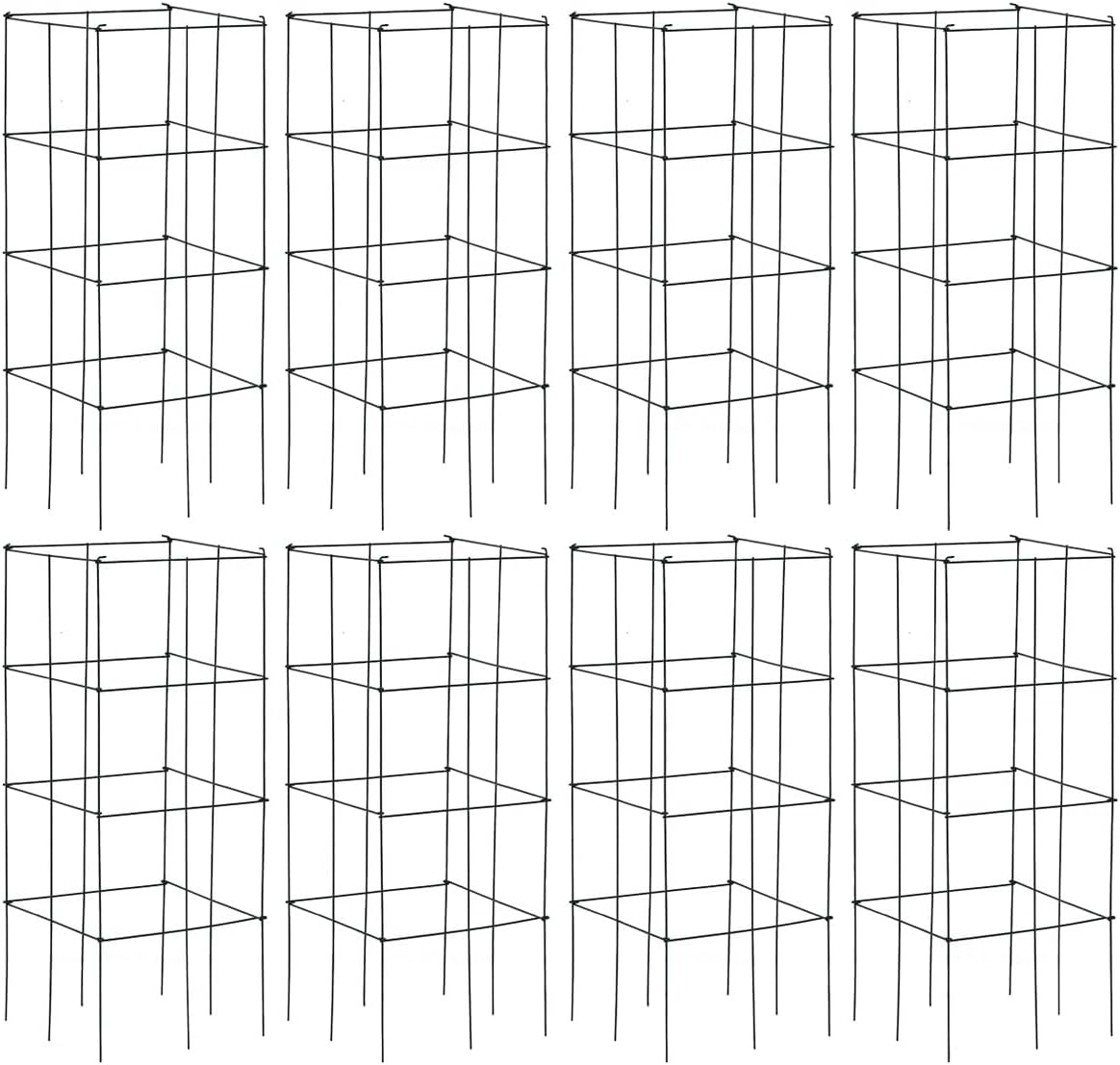 S AFSTAR 4 Pack Folding Tomato Cages, 39 Inches Tall Square Plant Support Cage for Garden Climbing Plants Flowers Fruits