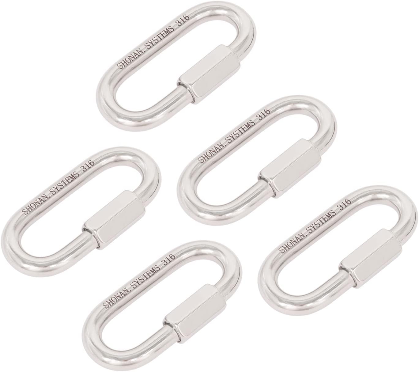 SHONAN Heavy Duty Marine Chain Quick Links, Stainless Steel Chain Connectors, Corrosion Resistant Locking Carabiners