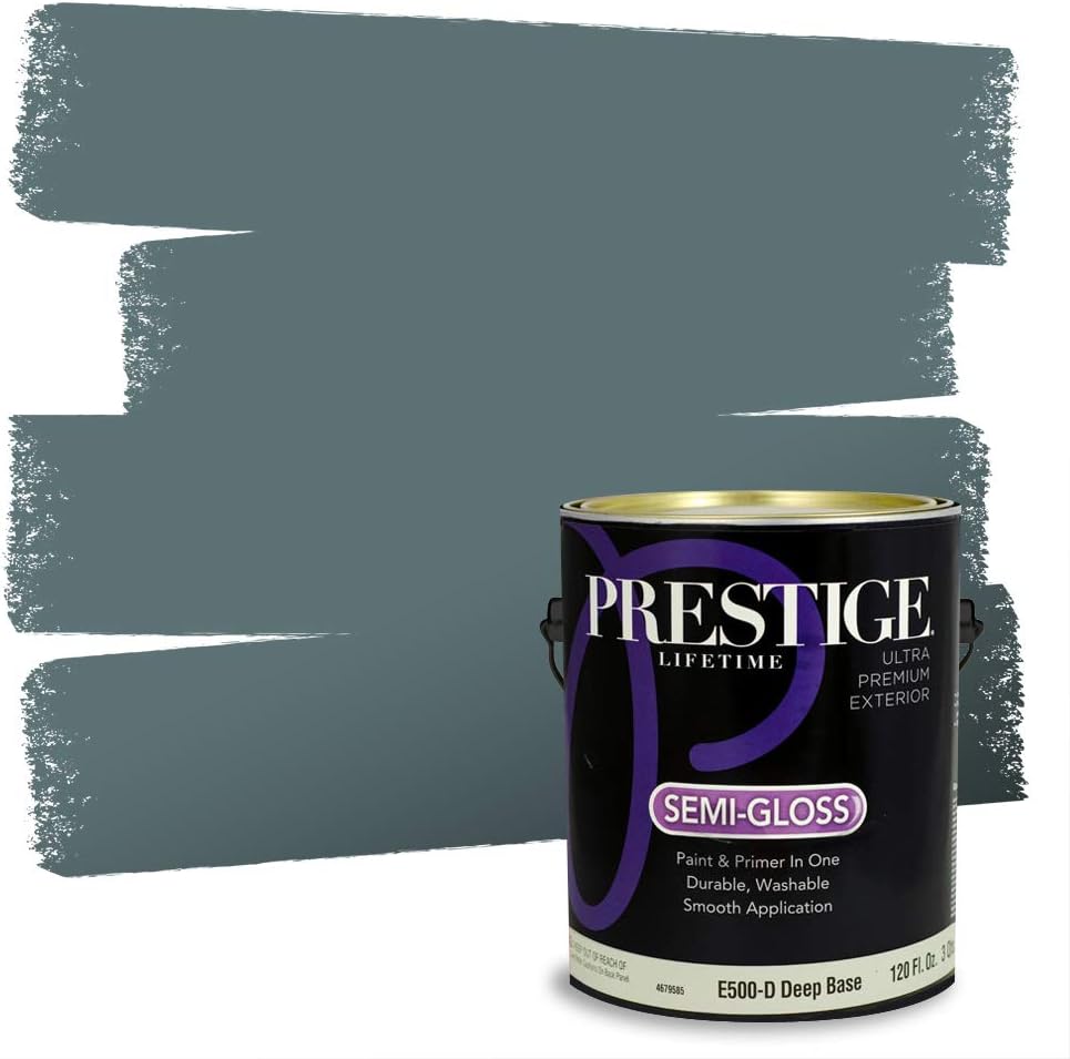 PRESTIGE Paints E100-T-SW6241 Exterior Paint and Primer in One, 1-Gallon, Flat, Comparable Match of Sherwin Williams Aleutian, 1 Gallon, SW18-Aleutian