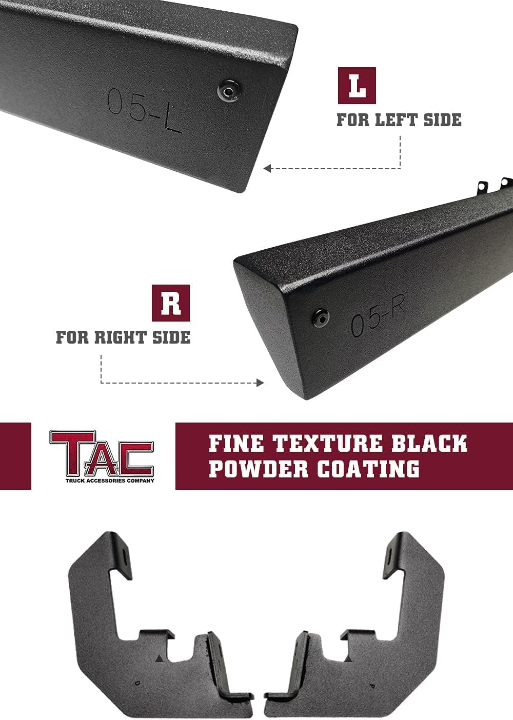 TAC Side Steps Fit Chevy Silverado/GMC Sierra 1999-2018 1500 & 1999-2019 2500/3500 Extended/Double Cab (Excluding C/K Classic) (Body Mount) Truck Pickup 3" Black Side Bars Nerf Bars 2 Pieces