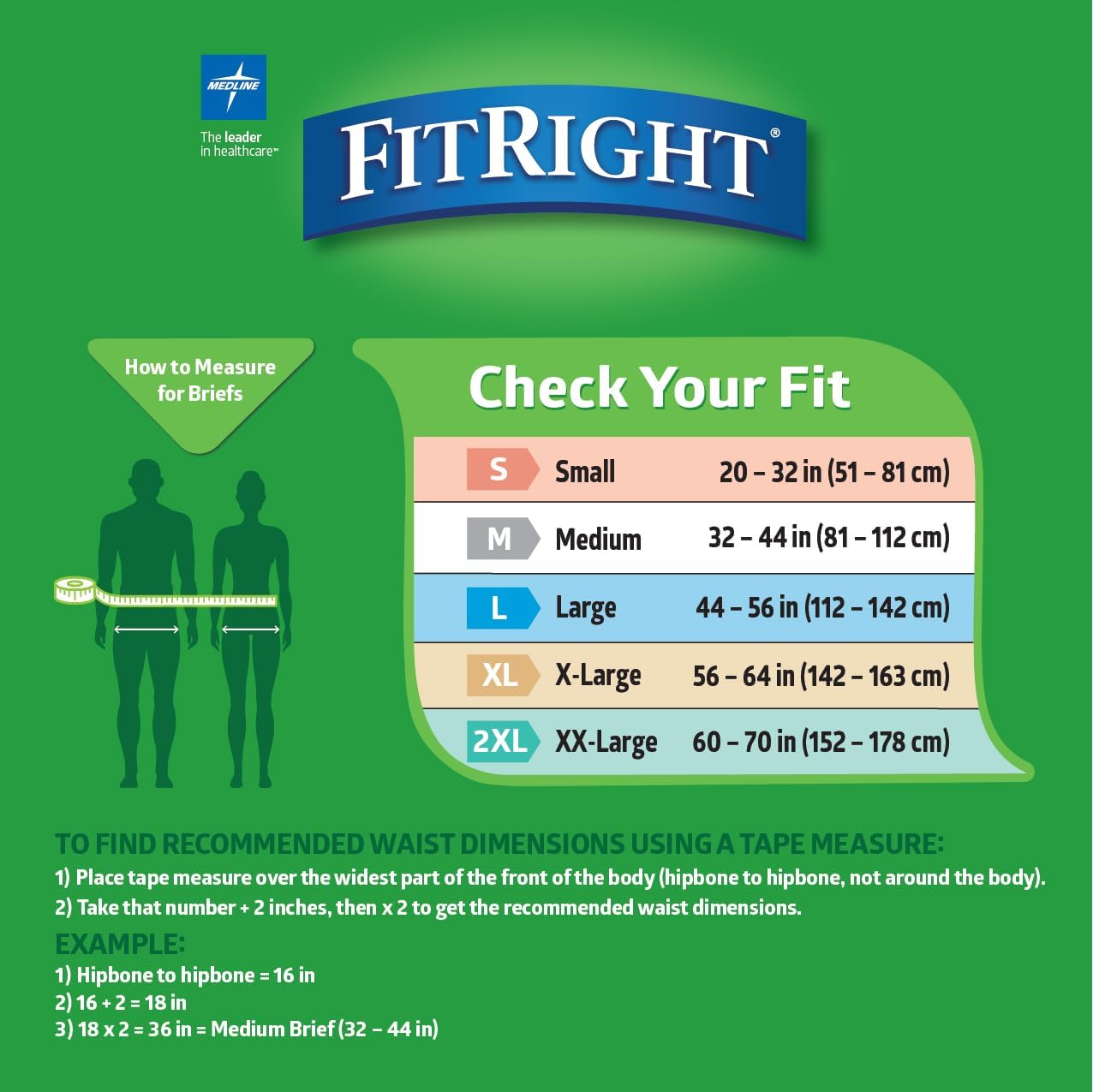 FitRight Adult Diapers, Extra+ Heavy Absorbency, M (Waist Size 32in-44in), 80 Count, OptiFit Incontinence Briefs for Men and Women, Disposable, Moisture-Wicking, Leak Protection,