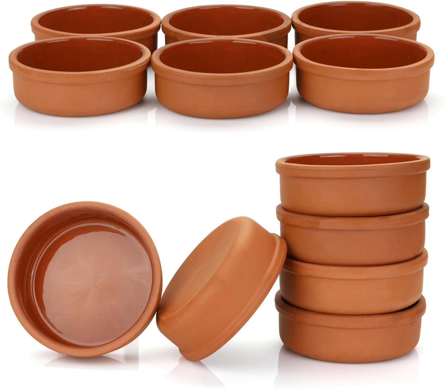 Areste Mexican Clay Cookware Set (Set of 6)- Terracotta Cooking Pots, Bowls, Plates, and Serving Dishes - Premium Spanish Earthenware for Baking