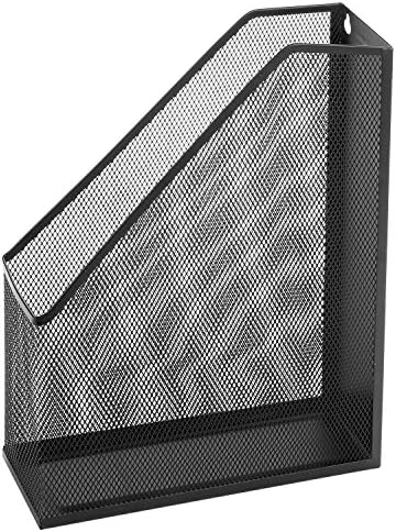 MyGift Wire Mesh Wall Mounted or Freestanding Document Rack, Magazine and File Holder, Set of 2, Black