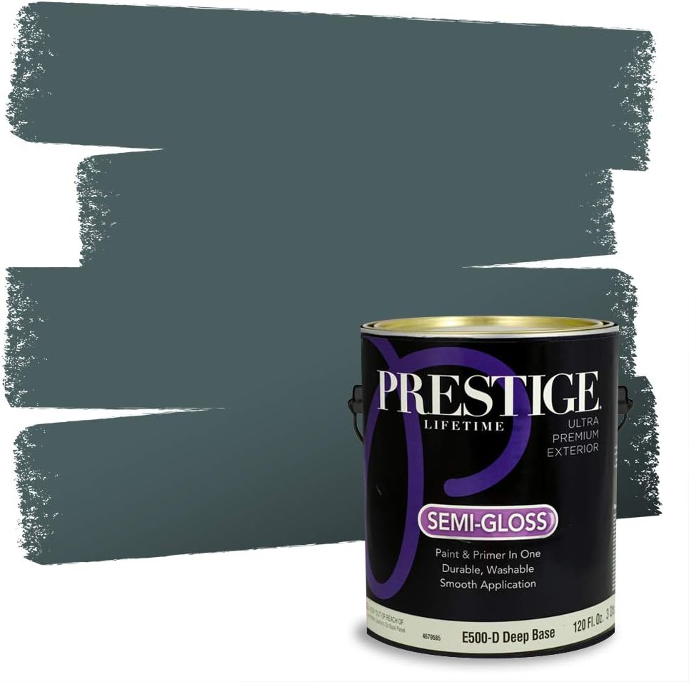 PRESTIGE Paints E100-T-SW6241 Exterior Paint and Primer in One, 1-Gallon, Flat, Comparable Match of Sherwin Williams Aleutian, 1 Gallon, SW18-Aleutian