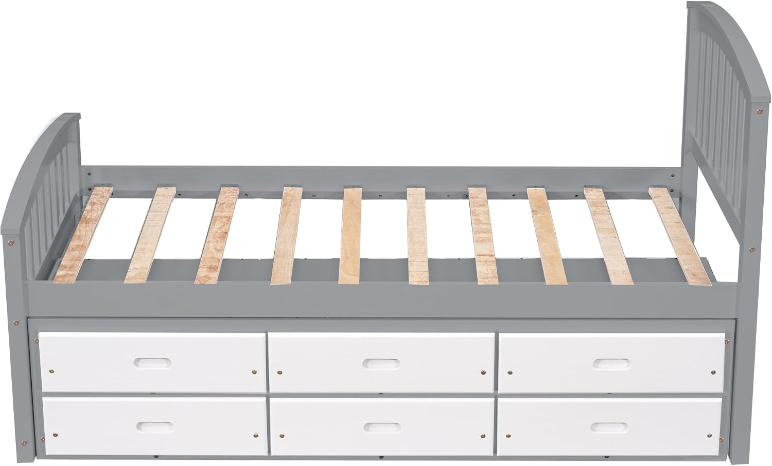 Merax Twin Size Platform Storage Bed Solid Wood Bed with 6 Drawers