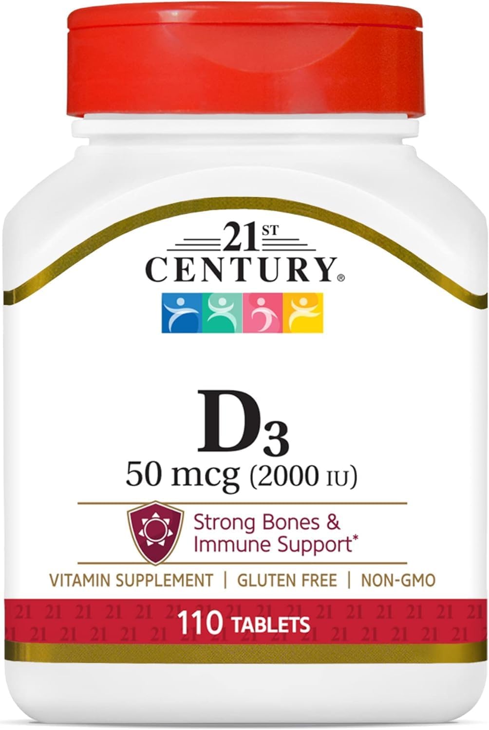 21st Century Vitamin D3 2000 IU Tablets, Bone & Immune, 110 Count | Vitamin D3 2000 IU Tablets, Bone Health & Immune System Support & Calcium Absorption, No Artificial Colors or Preservatives