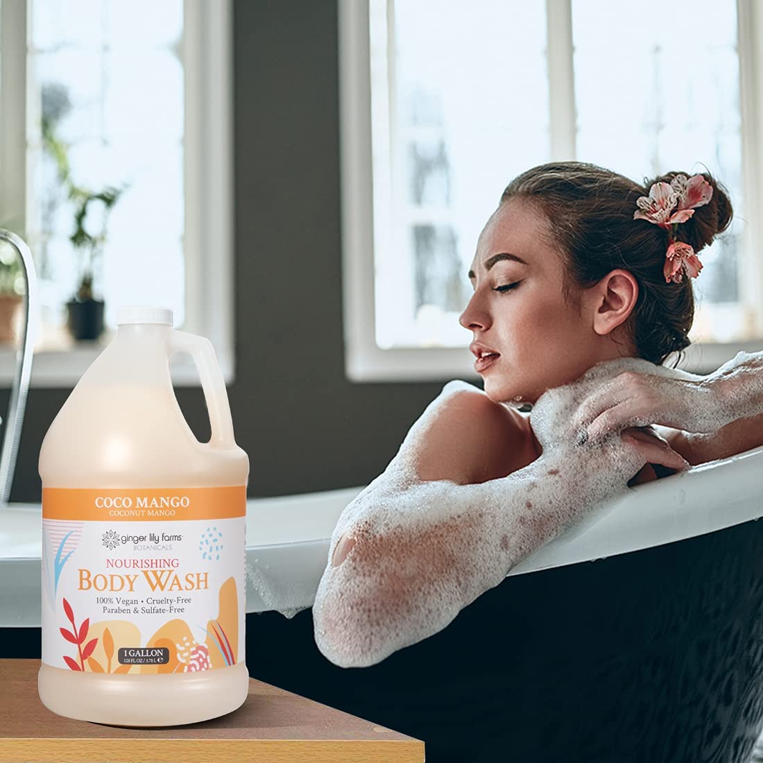 Ginger Lily Farms 1 gal Nourishing Body Wash, Citrus Blend Scent | for Hands, Body & Hair, Moisturizing Wash, Salon Wash, Spa Cleanser, Salon & Spa Essentials, Manicure & Pedicure Supplies