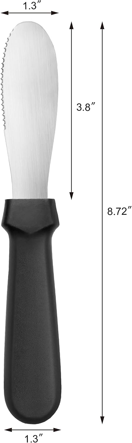 New Star Foodservice Plastic Handle Stainless Steel Butter Spreader, 8.75-Inch, Black, Set of 4
