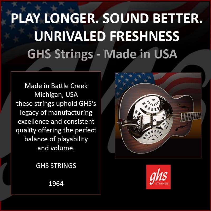 GHS Strings – Resonator Guitar Strings Set 1650 – Phosphor Bronze - Square Neck & Round Neck Dobro/Lap Steel, Bluegrass & Slide Guitar