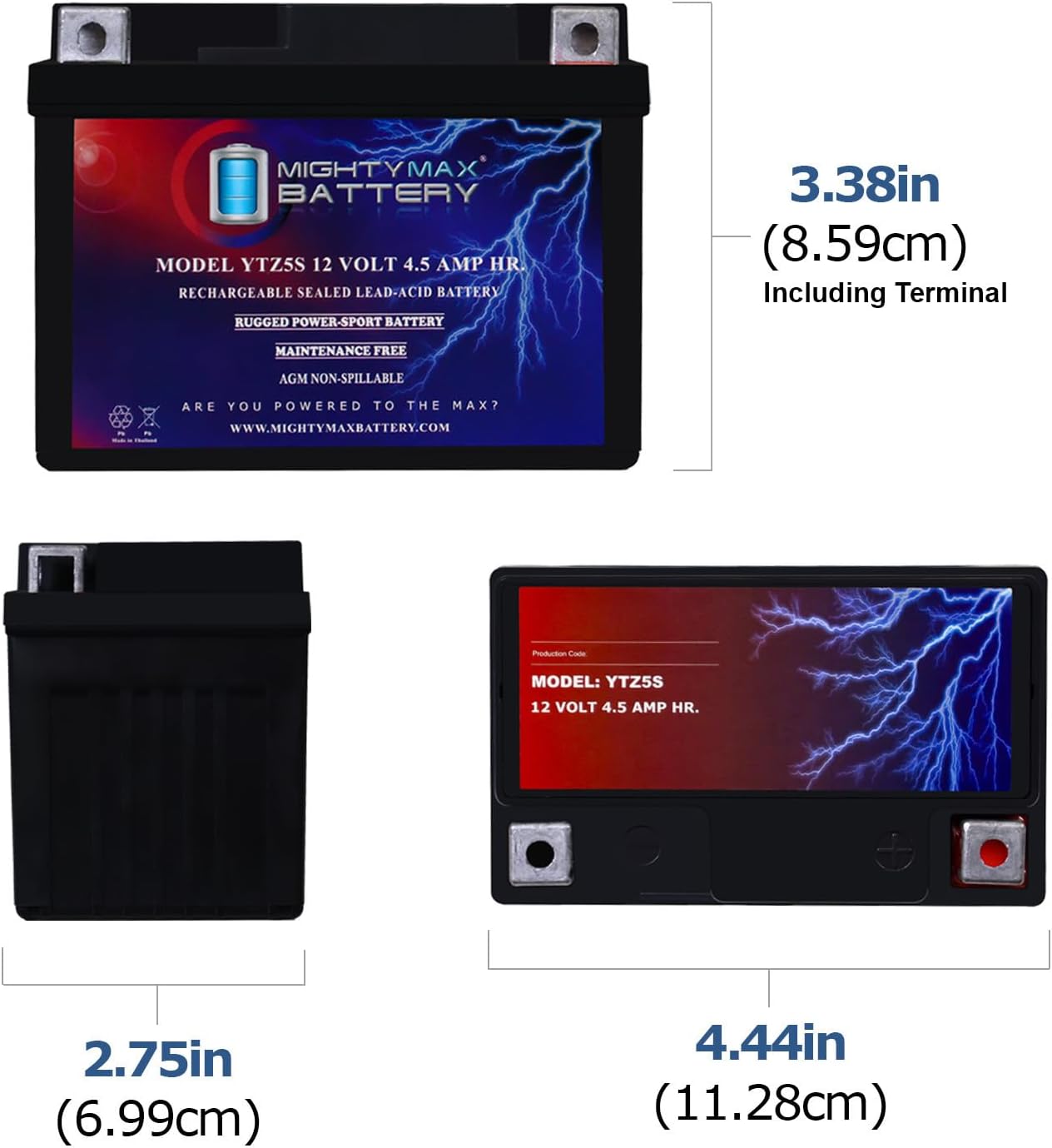 Mighty Max Battery YTZ12S -12 Volt 11 AH, 210 CCA, Rechargeable Maintenance Free SLA AGM Motorcycle Battery