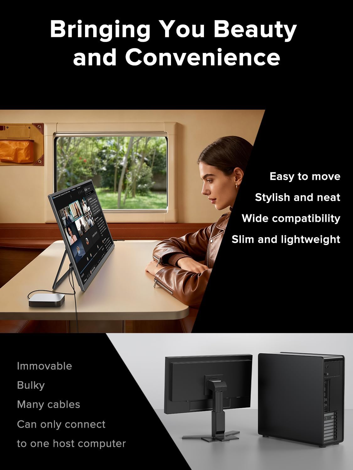 UPERFECT 18.5" 120Hz Portable Monitor, 125% sRGB Large Gaming Monitor