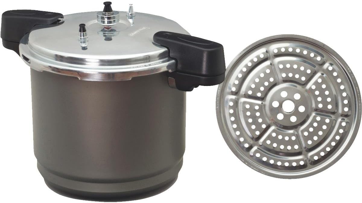 Granite Ware Pressure Canner and Cooker/Steamer, 7 Pint Jars or 8 Half-Pint Jars, 12-Quart, Black