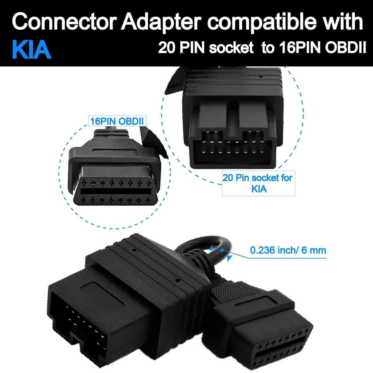 OBD OBD2 16 Pin Connector Diagnostic Adapter Cable Compatible for BMW 20 Pin
