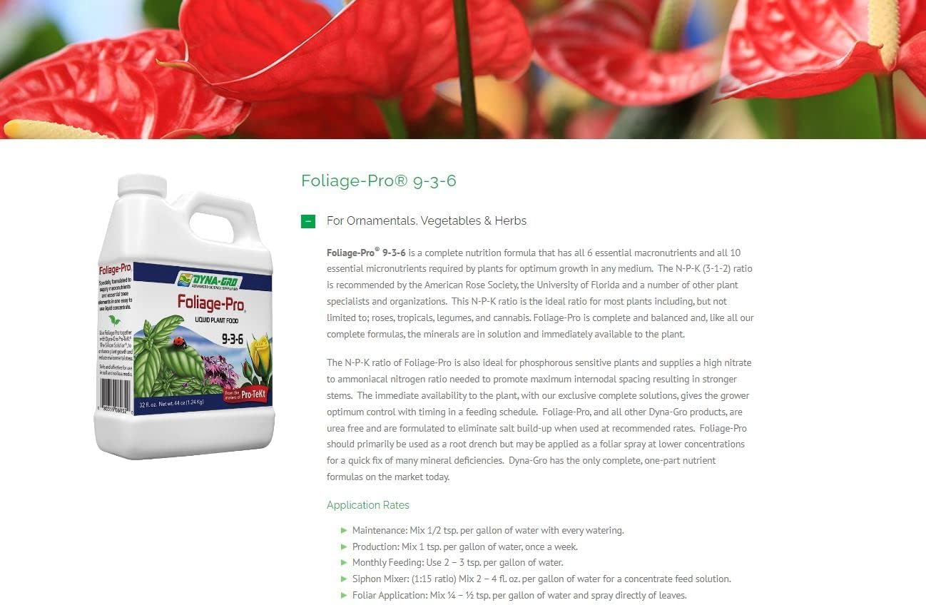 Dyna-Gro Foliage-Pro Nutrient, 1 Qt (DYFOL032)