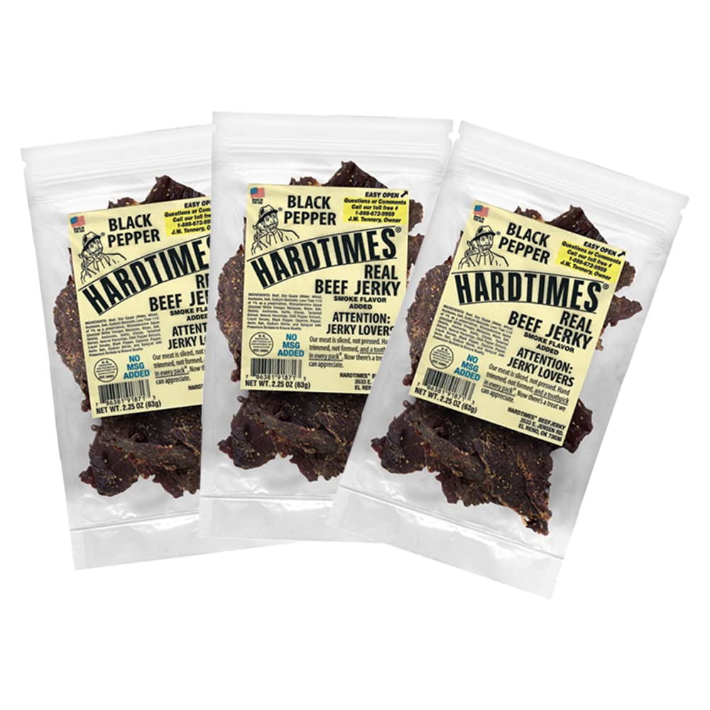 Hardtimes Original Beef Jerky, High Protein Snack, 4 x 2.25 oz Bags