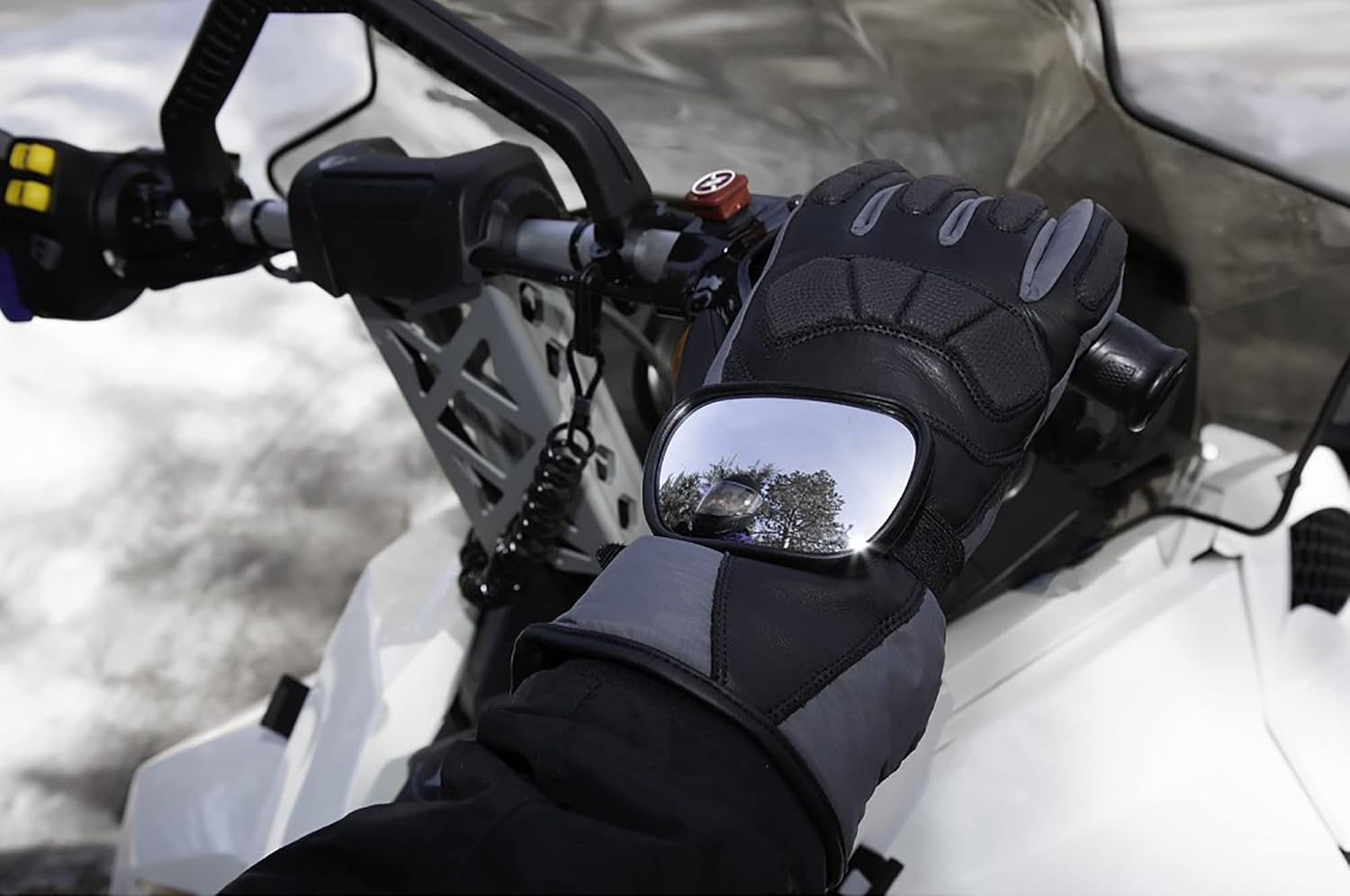 Raider R25 3.5" x 2.25" Powersports Velcro Hand Mirror for Motorcycle/Snowmobile/ATV/UTV/PWC (Single)