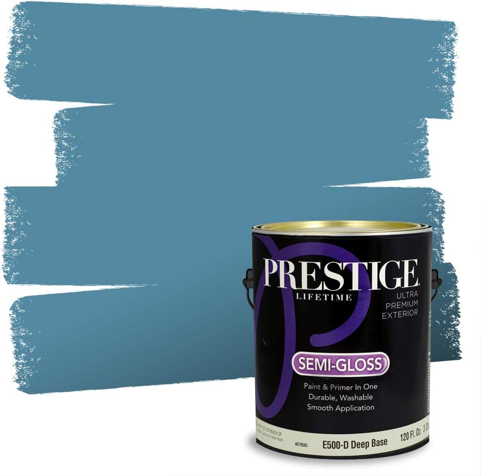 Prestige Paints E400-P-SW6506 Exterior Paint and Primer in One, 1-Gallon, Satin, Comparable Match of Sherwin Williams Vast, 1 Gallon, SW45-Vast Sky