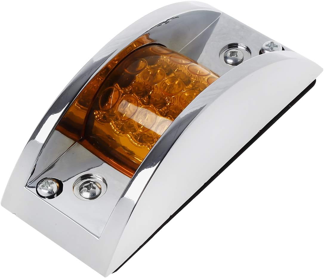 Partsam 4x Sealed Chrome Armored LED Trailer Clearance Light Side Marker Light 12LED Amber