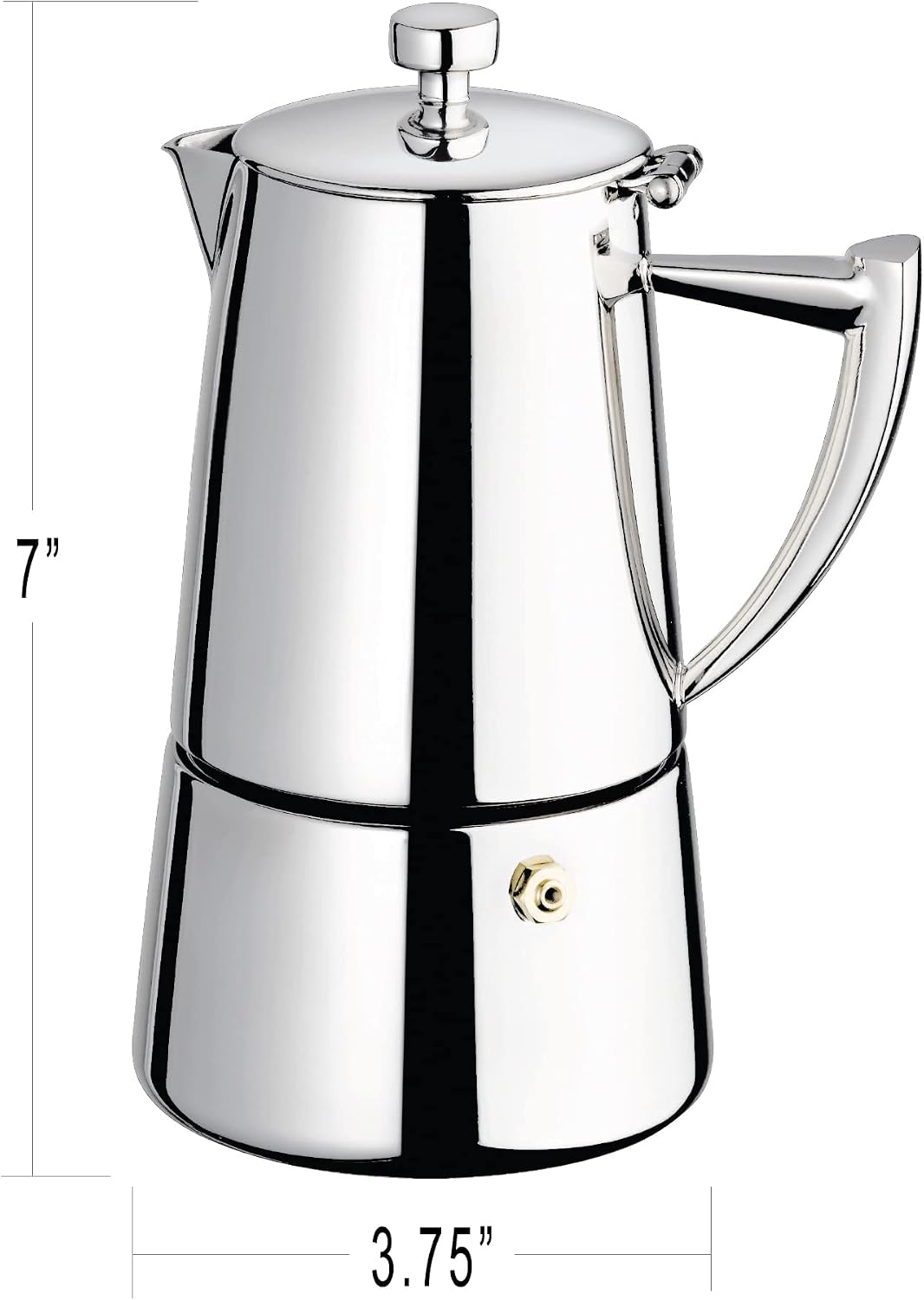 Cuisinox Roma Stovetop Espresso Maker COF-6R, Stainless Steel Coffee Percolator Stovetop, Heat-Resistant & Non-Reactive, 6-Cup Italian Espresso Maker Easy to Clean, Durable Stove Top Percolator