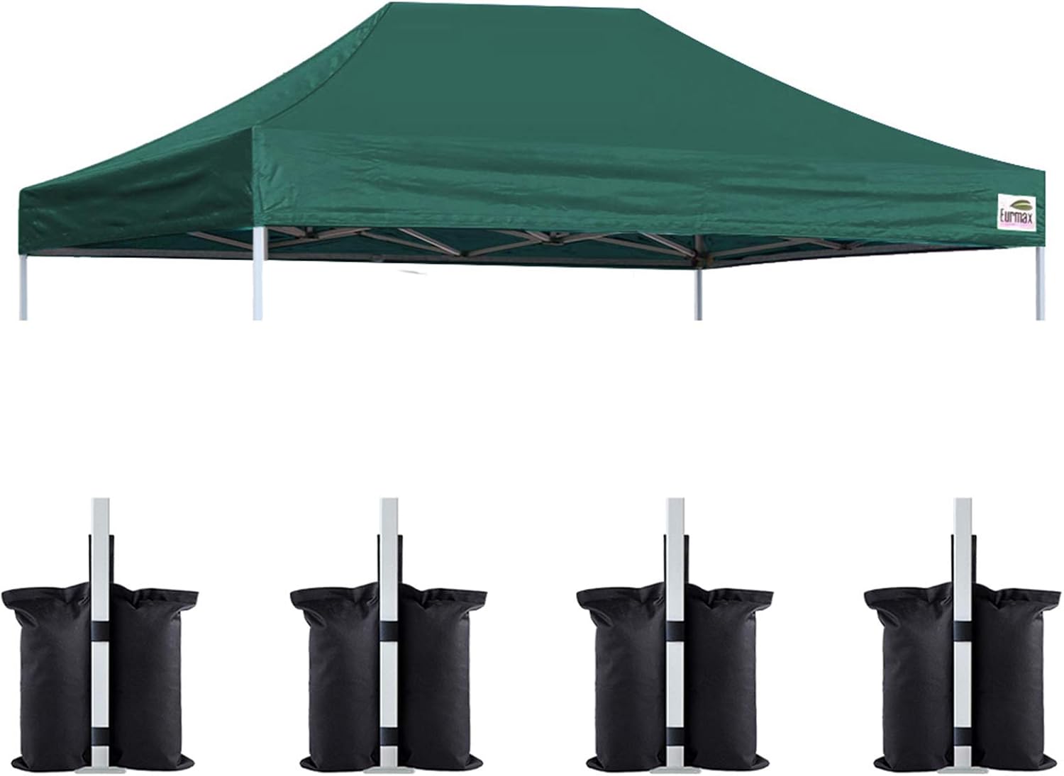 Eurmax USA 10x10 Pop Up Canopy Replacement Top,Universal Instant Canopy Cover ONLY,Heavy Duty UPF 50+ UV Protection,Water & Wind Resistant Tarp,30+ Colors Available,Bonus 4 Sand Bags (White)