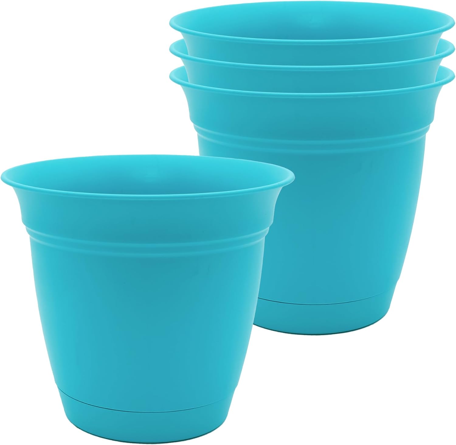 The HC Companies Eclipse Round Planter with Saucer - Outdoor & Indoor Plant Pot with Drainage Holes - Lightweight
