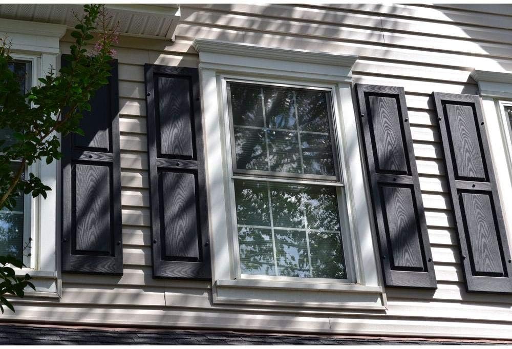 Ekena Millwork LP2S14X05500MG Lifetime Vinyl Standard Two Equal Panels with Raised Panel Shutters, 14 3/4" W x 55" H, Midnight Green, 1 Piece