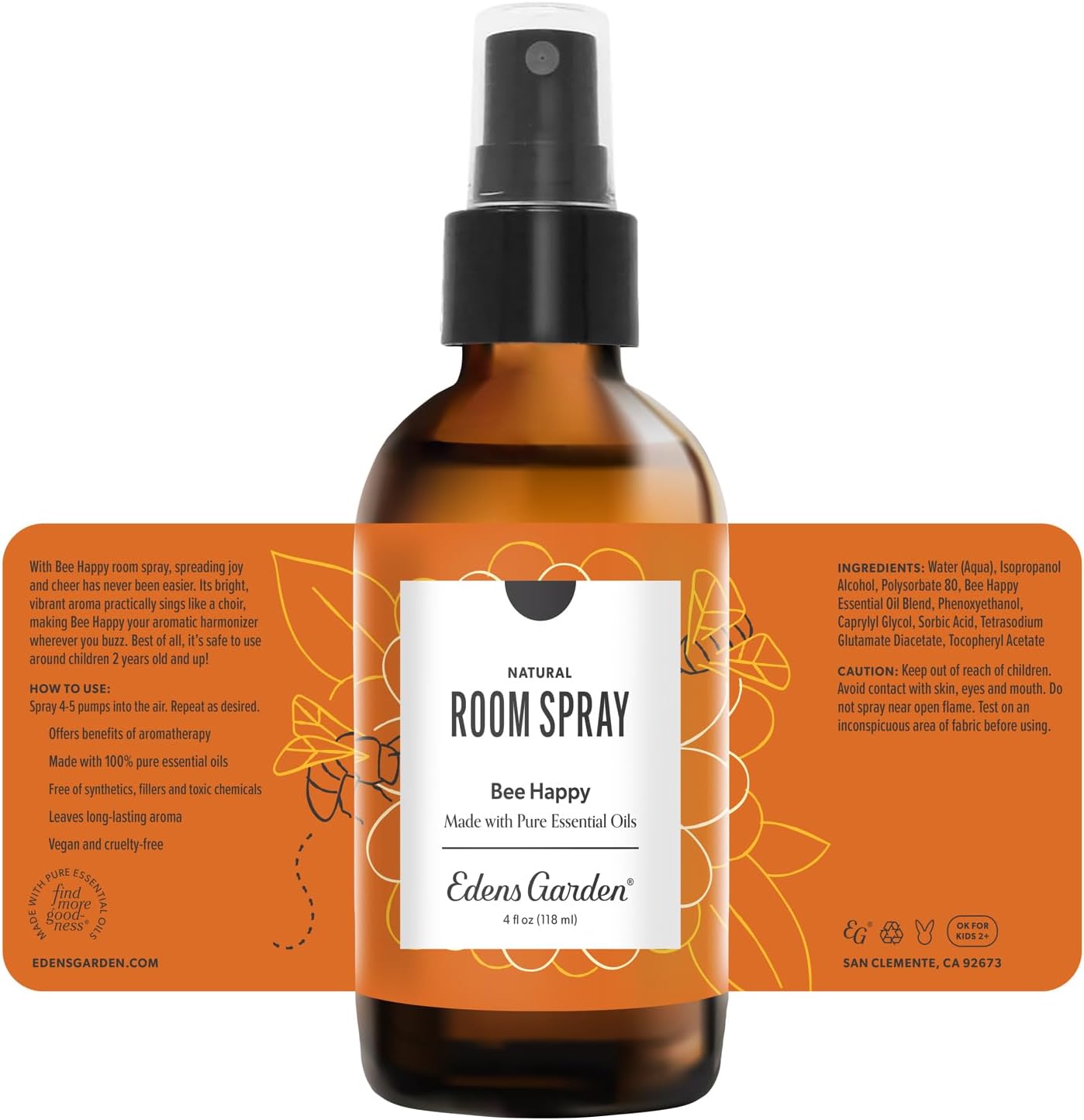 Edens Garden Fighting Five Natural Room & Linen Spray 4 fl oz (118 ml)