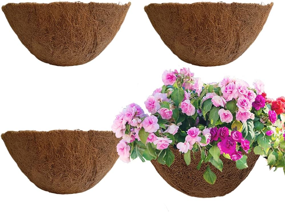 16 Inch Coco Liner for Planters, 2PCS Round Replacement Plant Basket Liner, Coco Fiber for Hanging Basket