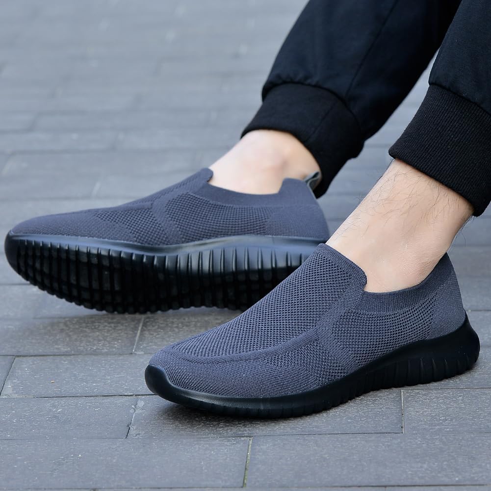 konhill Mens Slip-On Knit Walking Sneakers