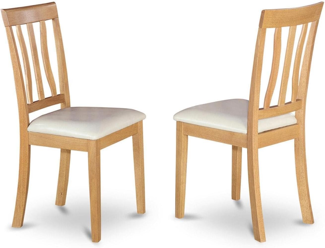 East West Furniture ANC-WHI-W Antique Dining Room Chairs - Slat Back Solid Wood Seat Chairs, Set of 2, Buttermilk & Cherry