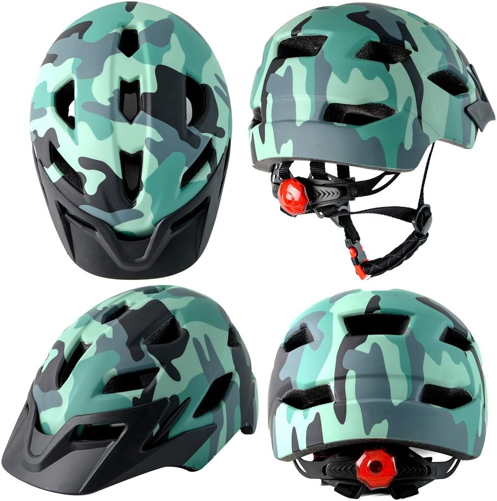 Kids Bike Helmet with LED Light for Youth Teen Toddler Boys Girls