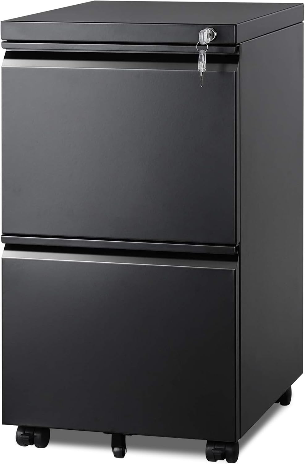 DEVAISE 3 Drawer Mobile File Cabinet with Lock, Under Desk Metal Filing Cabinet for Home Office/Legal/Letter/A4 File, Fully Assembled Except Wheels, Black